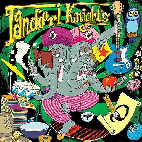 TANDOORI KNIGHTS / KING KHAN & BLACK LEATHER ROSE / MIRANDA & THE BEAT split LP (colour vinyl)